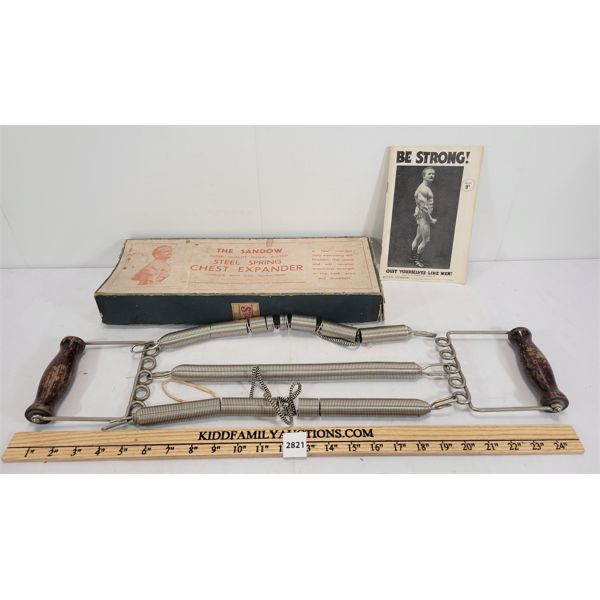 VINTAGE EXERCISE EQUIP - THE SANDOW STEEL SPRING CHEST EXPANDER