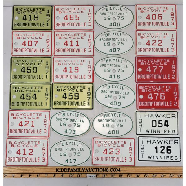 LOT OF 24 - BICYCLE LICENSE PLATES