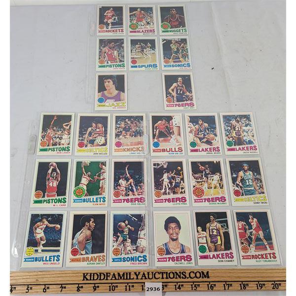 LOT OF 26 - 1977 TOPS BASKETBALL CARDS 