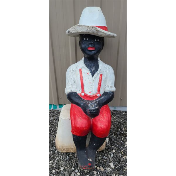 CONCRETE  'BOY GONE FISHIN' THEMED GARDEN DECOR 