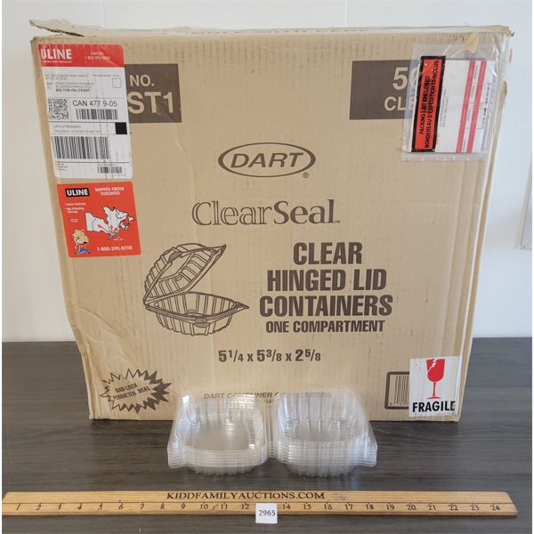 CLEAR SEAL HINGED LID CONTAINERS - PKG OF 500 - NEW 