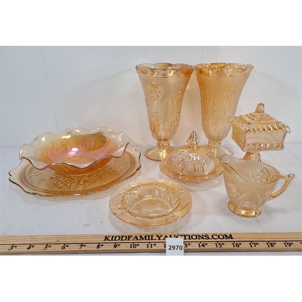 LOT OF 8 ORANGE DEPRESSION GLASS Kidd Family Auctions