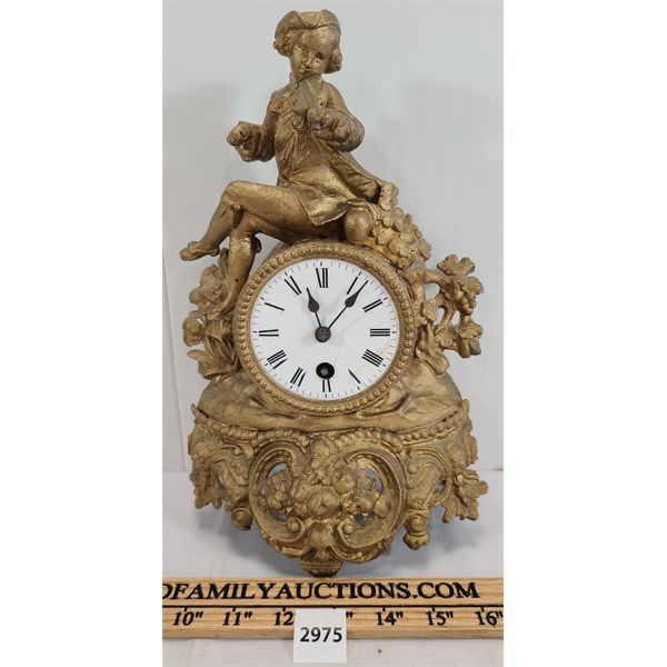 GILT SCULPTURE FIREPLACE CLOCK