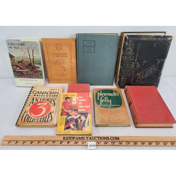 LOT OF 9 - NOVELS - INCL PLOWMANS FOLLY, FARM STOCK OF OLD & THE VENITE ETC