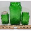 Image 3 : LOT OF 3 - OWENS ILLINOIS (?) GREEN DEPRESSION GLASS JARS