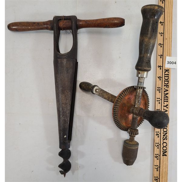 LOT OF 2 - HAND DRILL & BARREL MAKERS AUGER