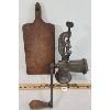 Image 2 : LOT OF 2 - ENTERPRISE MFG CO MEAT MINCER & WOODEN CUTTING BOARD