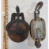 Image 2 : LOT OF 2 - CAST & WOODEN PULLEYS