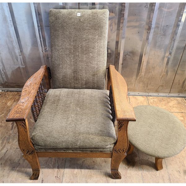 MORRIS RECLINING CHAIR W/ FOOT STOOL 