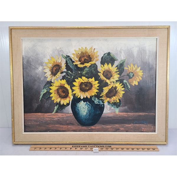 FRAMED OIL ON CANVAS - SUNFLOWERS BY POLMAN 