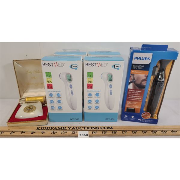 LOT OF 6 - BEST MED THERMOMETERS & PHILIPS RAZOR ETC