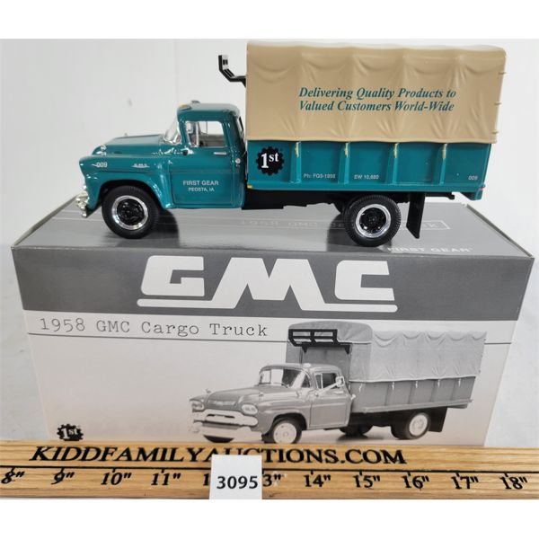 FIRST GEAR DIE CAST 1958 GMC CARGO TRUCK W/ BOX - 1:34 SCALE