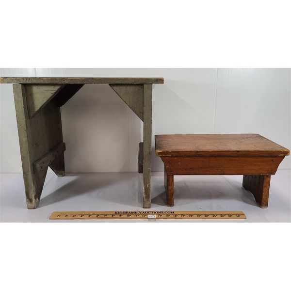 LOT OF 2 - WOODEN BENCH & FOOT STOOL