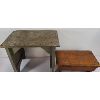 Image 2 : LOT OF 2 - WOODEN BENCH & FOOT STOOL