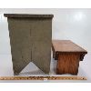 Image 3 : LOT OF 2 - WOODEN BENCH & FOOT STOOL