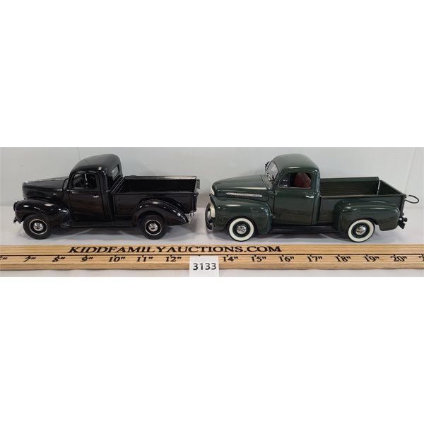 LOT OF 2 - DIE CAST MODELS - INCL FRANKLIN MINT PRECISION 1940 FORD PICKUP & 1951 FORD F-1 PICKUP