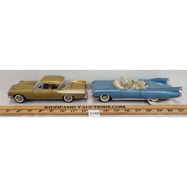 LOT OF 2 - DIE CAST MODELS - INCL THE DANBURY MINT 1957 STUDEBAKER & FRANKLIN MINT 1959 CADILLAC