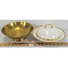 Image 1 : LOT OF 2 - LIMOGES COVERED VEGETABLE DISH & ETCHED BRASS BOWL