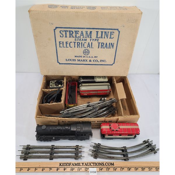 LOUIS MARX & CO STREAM LINE STEAM TYPE ELECTRICAL TRAIN W/ BOX - O SCALE