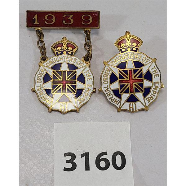 LOT OF 2 - THE DAUGHTER'S OF THE EMPIRE PINS - 1939