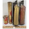 Image 2 : LOT OF 4 - FIRE EXTINGUISHERS - INCL BRASS WALL MOUNT