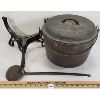 Image 3 : CAST IRON FINDLAY POT W/ LADLE & STAND
