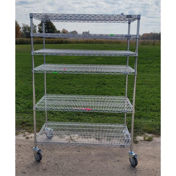 ULINE TIERED METAL ROLLING SHELF - AS NEW