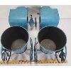 Image 5 : LOT OF 2 - BLUE VINTAGE LOOK TIN CAR PLANTERS 