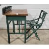 Image 3 : LOT OF 3 - CHILDS DESK, FOLDING CHAIR AND PAINTED WICKER ROCKER