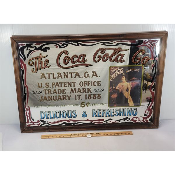 THE COCA COLA CO FRAMED ADVERTISING MIRROR