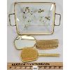 Image 3 : LOT OF 4 - DRESSING TABLE VANITY SET - INCL BRUSH, HAND MIRROR & CLOTHES BRUSH ETC