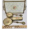 Image 1 : LOT OF 4 - DRESSING TABLE VANITY SET - INCL BRUSH, HAND MIRROR & TRAY ETC