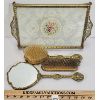 Image 3 : LOT OF 4 - DRESSING TABLE VANITY SET - INCL BRUSH, HAND MIRROR & TRAY ETC