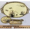 Image 1 : LOT OF 3 - DRESSING TABLE VANITY SET - INCL HAND MIRROR, CLOTHES BRUSH & TRAY
