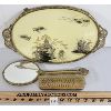 Image 2 : LOT OF 3 - DRESSING TABLE VANITY SET - INCL HAND MIRROR, CLOTHES BRUSH & TRAY