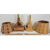 Image 1 : LOT OF 2 - CARVED FOLKART LAMPS W/ SHADES