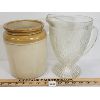 Image 2 : LOT OF 2 - IRIS GLASS PITCHER & CROCK 