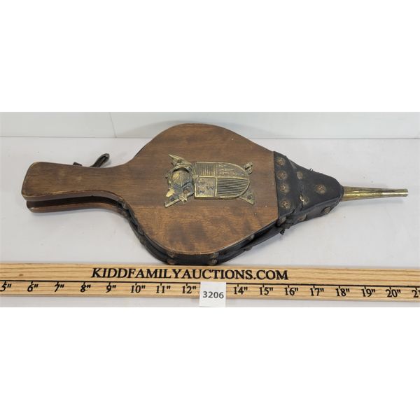 LEATHER & WOOD FIREPLACE BELLOW