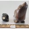 Image 2 : LOT OF 2 - SIGNED SOAPSTONE (?) BEAVER & WOODEN SEAL FIGURES - SEE ALL PICS