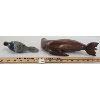 Image 5 : LOT OF 2 - SIGNED SOAPSTONE (?) BEAVER & WOODEN SEAL FIGURES - SEE ALL PICS