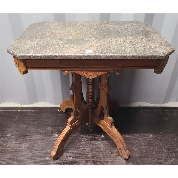 EASTLAKE STYLE MARBLE TOP PARLOR TABLE