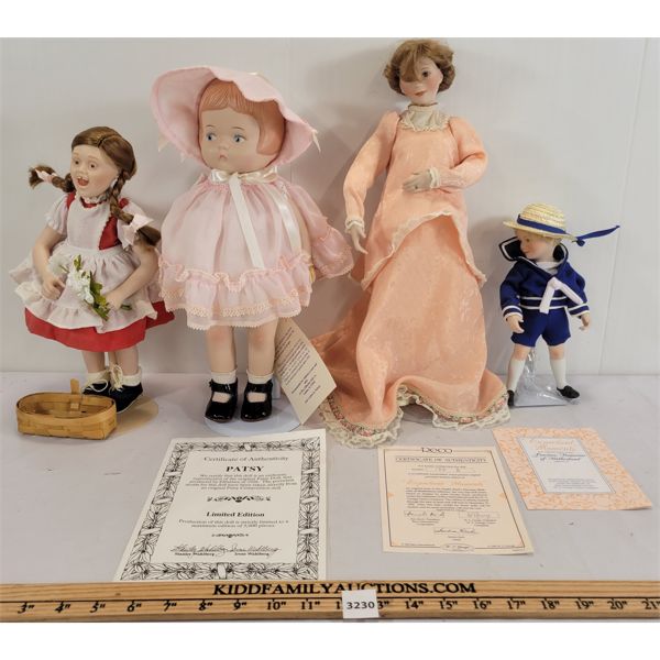 LOT OF 4 - DOLLS - INCL PRECIOUS MEMORIES OF MOTHERHOOD, PATSY ETC