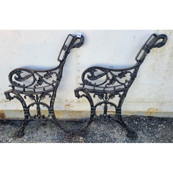 PAIR OF CAST BENCH ENDS