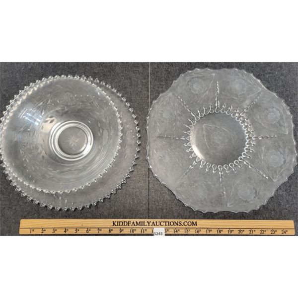 LOT OF 3 - CORNFLOWER GLASS DISHES