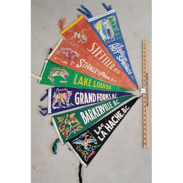 LOT OF 13 - FELT PENNANTS - INCL BANFF, LAKE LOUISE, ATANLEY PARK ETC