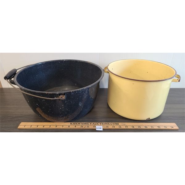 LOT OF 2 - ENAMEL POTS