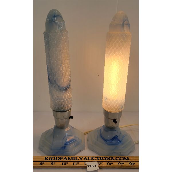 PAIR OF ART DECO SKYSCRAPER TABLE LAMPS