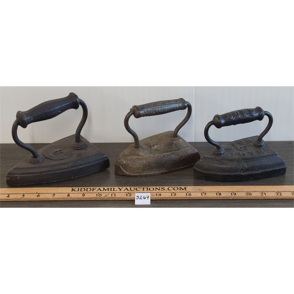 LOT OF 3 - SAD IRONS - INCL HAMILTON NO. 8 