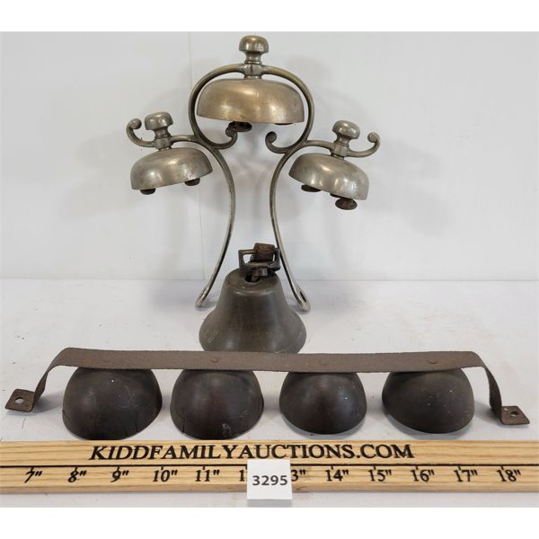 LOT OF 3 - SLEIGH BELLS AND BRASS BELL