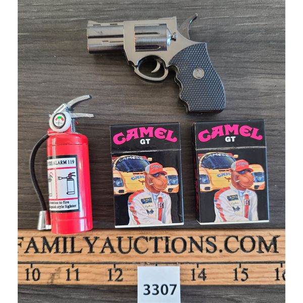 LOT OF 4 - THEMED LIGHTERS - INCL FIRE EXTINGUISHER 